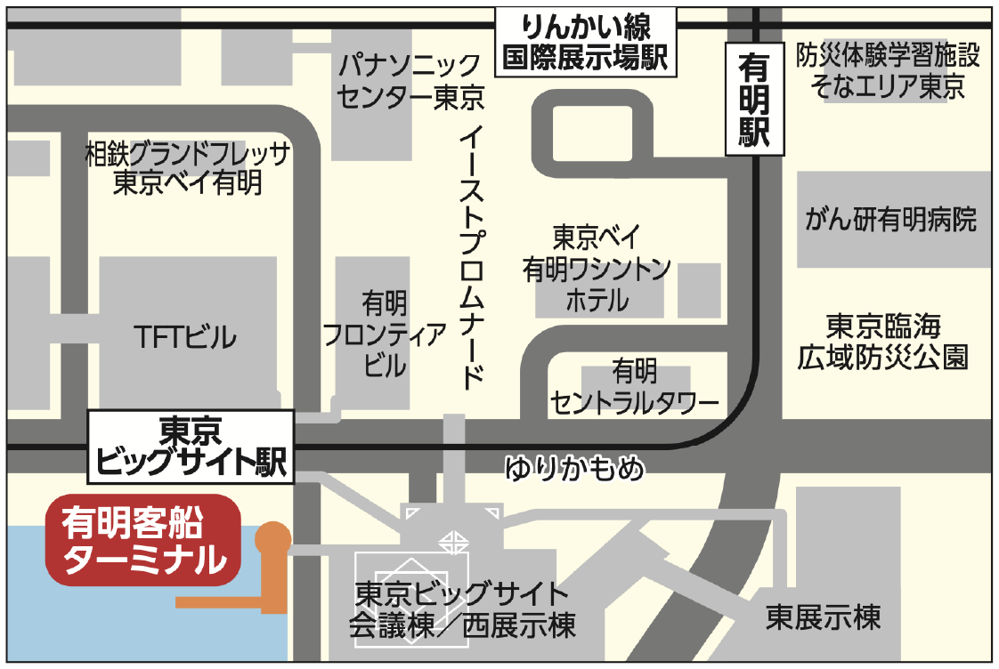 臨時シャトルバス運行ルート地図